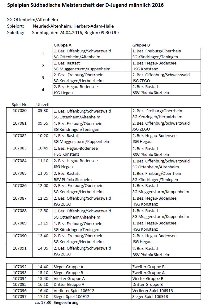 Spielplan SBM D Jugend 2016 maennlich