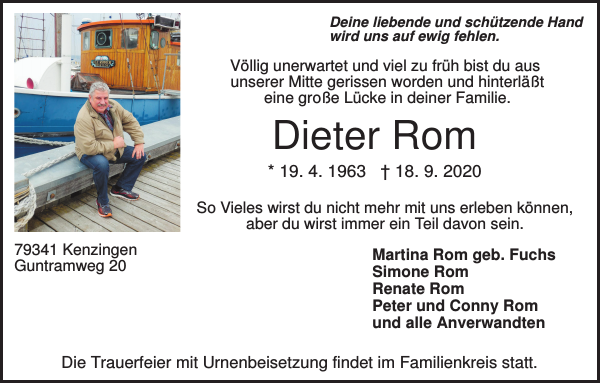 Trauer Dieter Rom