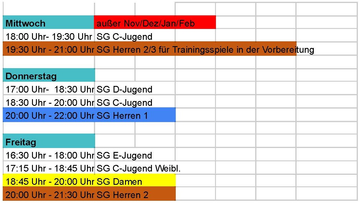 trainingszeiten 2023 2024 2